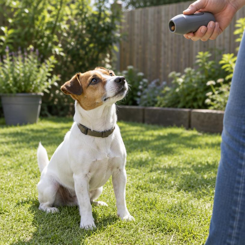 Jack Russell sitting nicely during a training session